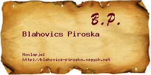 Blahovics Piroska névjegykártya